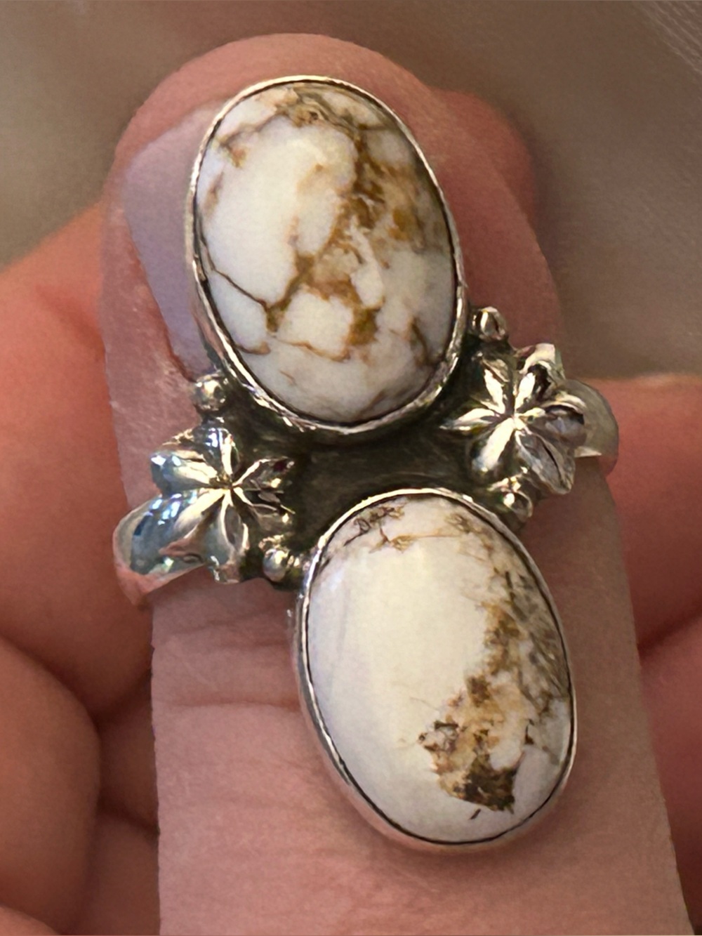 Sterling Silver Wildhorse Double Oval Statement Ring Adjustable